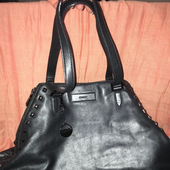 DKNY Leather Black Stud Tote Bag - Picture 5 of 5